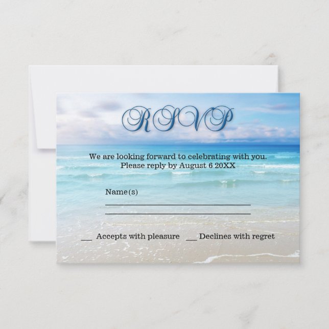 Bröllops-RSVP-inbjudan på stranden OSA Kort (Framsida)