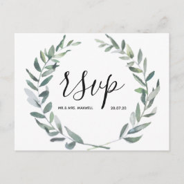 Bröllops-RSVP-kort | Botanisk blomsterkrans Inbjudan Vykort