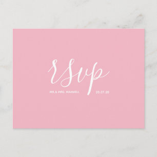 Bröllops-RSVP-kort   Enkel rosa skript vykort