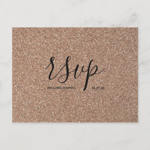 Bröllops-RSVP-kort   Guld Glitter Script Postkort Inbjudan Vykort
