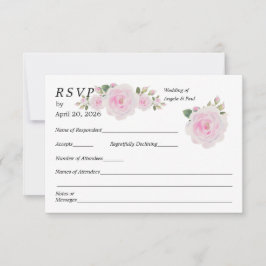 Bröllops-RSVP-kort mjuka rosa rosor OSA Kort