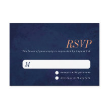 Bröllops-RSVP-kort, Navy Blue Textur