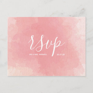 Bröllops-Rsvp-kort Rosa akvarellskript Postkort Inbjudan Vykort