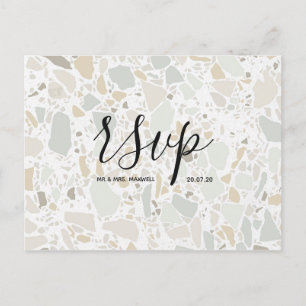 Bröllops-RSVP-kort Terrazzo Script Postcard Inbjudan Vykort