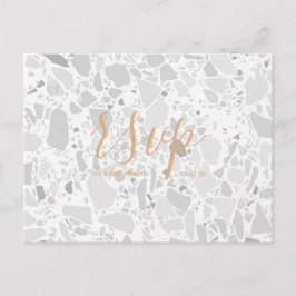 Bröllops-RSVP-kort | Terrazzo Script Postcard Inbjudan Vykort