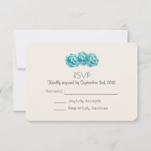 Bröllops-RSVP med akvatellfärgade rosor Inbjudningar