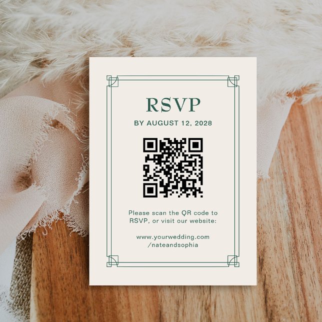Bröllops-RSVP och QR-kod för högtider | Elfenben o Tilläggskort (Skapare uppladdad)