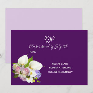 Bröllops-RSVP pastell blomster och lila tema Inbjudningar