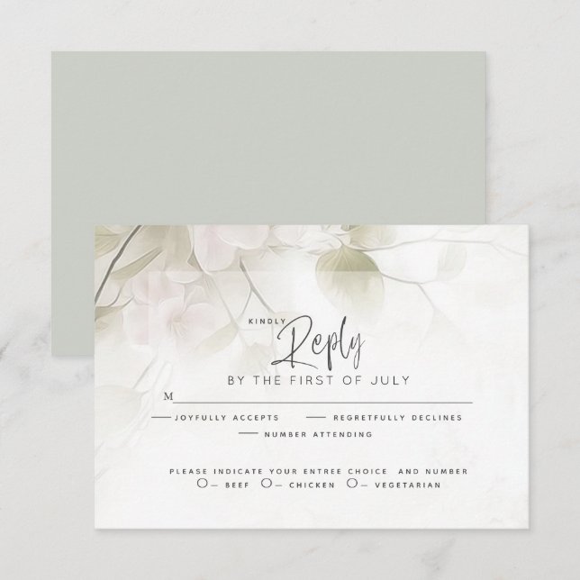 Bröllops-RSVP | Rustika Rosa Nyponblommor  OSA Kort (Fram/baksida)