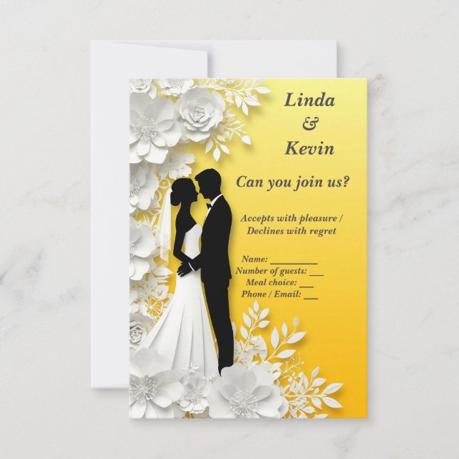 💛 Bröllops-RSVP-svarskort Gäst-svarskort OSA Kort (Framsida)