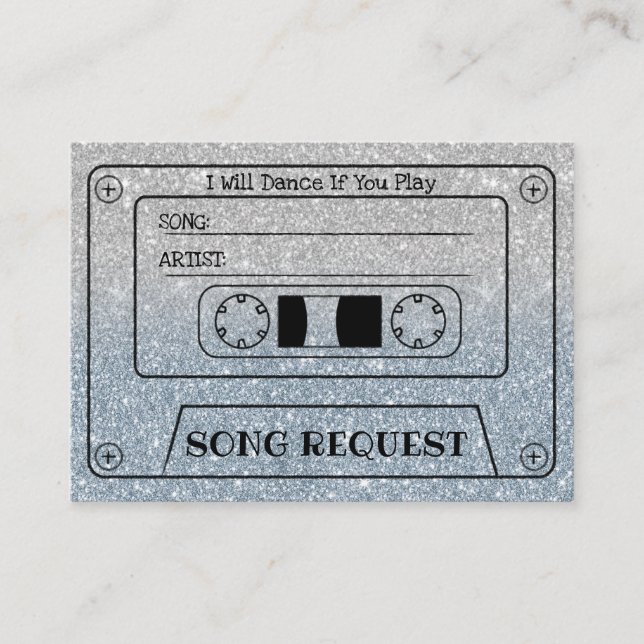 Bröllops sång förfrågan dammig blå glitter insats tilläggskort (Framsida)
