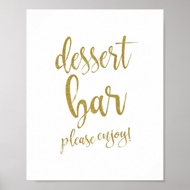 Bröllops skylt Dessert Bar Guld Glitter 8x10 (Framsidan)