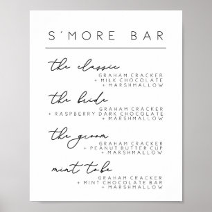 Bröllops S'more Bar Meny Skylt, Smore Recept Affis Poster