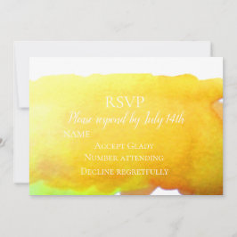 Bröllops-svar blommor gul sandstrand modern vatten inbjudningar