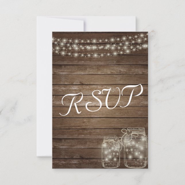 Bröllops-svar Elegant Rustika Ljus i Murarljus OSA Kort (Framsida)