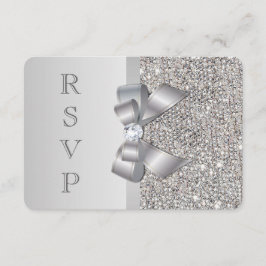 Bröllops-svar Falska silverpaljetter rosett OSA Kort