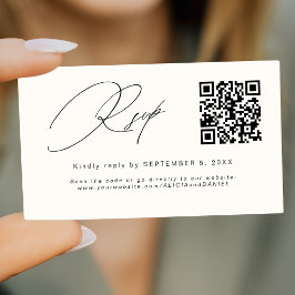 Bröllops-svar ivory svart infognings QR-kod innesl Tilläggskort