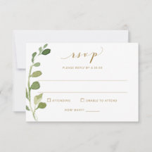 Bröllops-svar med måltidsval & Låtsval Eucalyptus