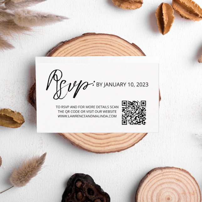 Bröllops-svar QR-kod Enkel Ren Minimalistisk Tilläggskort (Skapare uppladdad)