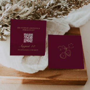 Bröllops-svar QR-kod Illustrerad hänge Monogram Tilläggskort