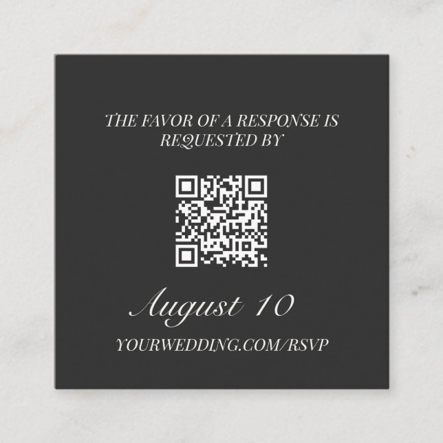 Bröllops-svar QR-kod Illustrerad hänge Monogram Tilläggskort (Framsida)