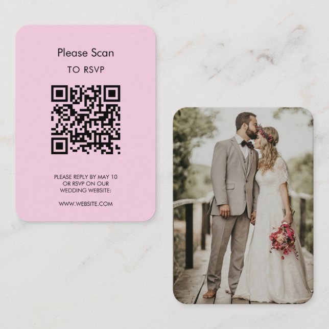Bröllops-svar, QR-kod Modern Minimalistisk Enkel Tilläggskort (Fram/baksida)