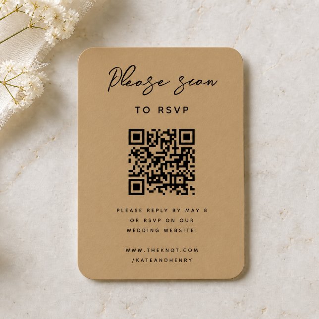 Bröllops-svar | QR-kod Modern minimalistisk guld Tilläggskort (Skapare uppladdad)