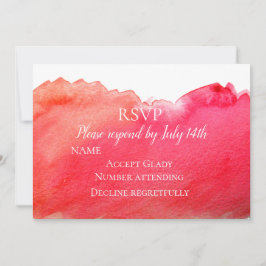Bröllops-svar ruby röd boho modern akvarell inbjudningar