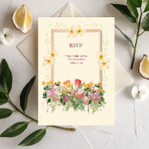 Bröllops-svarskort Elegant Vildblomma Blommig