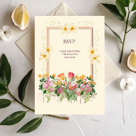 Bröllops-svarskort Elegant Vildblomma Blommig OSA Kort
