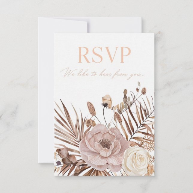 Bröllops-svarskort Minimalt Botaniskt Svarskort OSA Kort (Framsida)