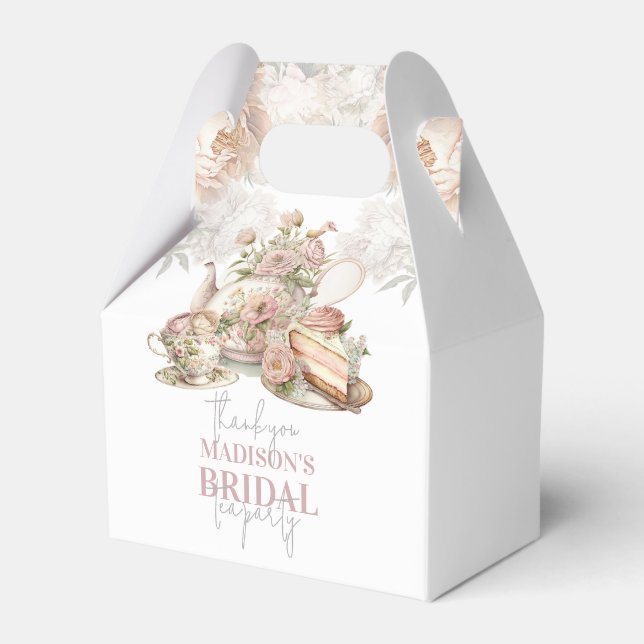 Bröllops-teaparty vacker blommig personlig presentaskar (Framsidan Sidan)