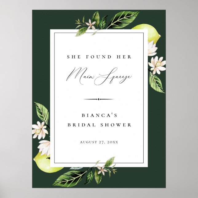 Bröllopsaffisch för botaniska citroner Main Squeez Poster (Framsidan)