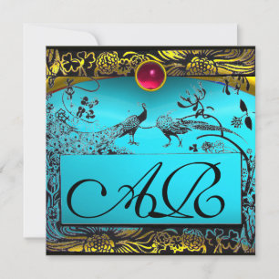 BRöllopsälskande Fåglar MONOGRAM svart gul blå röd Meddelande