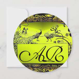 BRöllopsälskande Fåglar MONOGRAM svart gul Meddelande