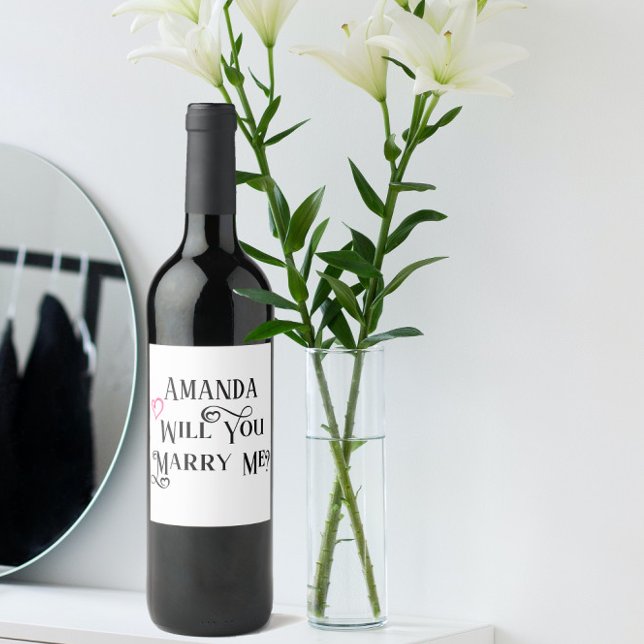 Bröllopsanförande Vill du gifta dig med mig Vinflaska Etikett (Skapare uppladdad)