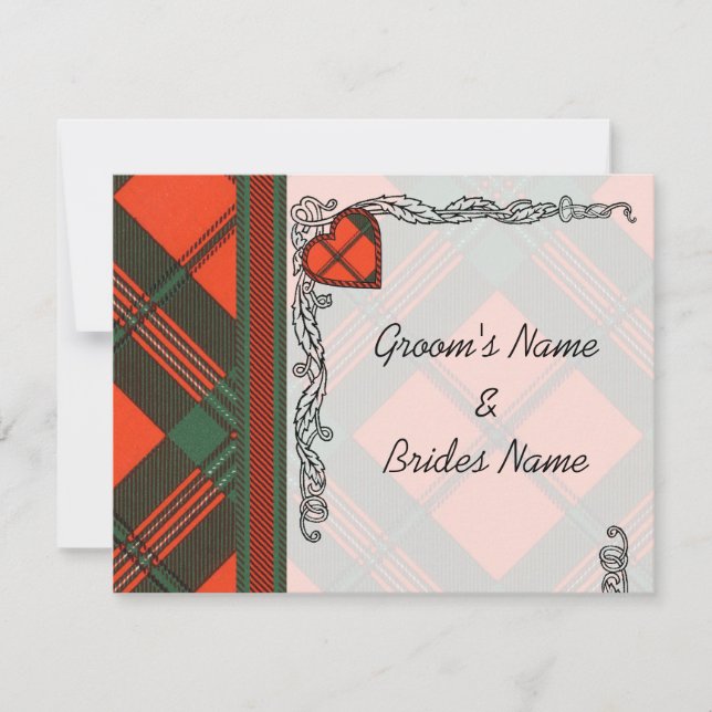 Bröllopsanmälan RSVP Inbjudan Scott Tartan (Framsida)