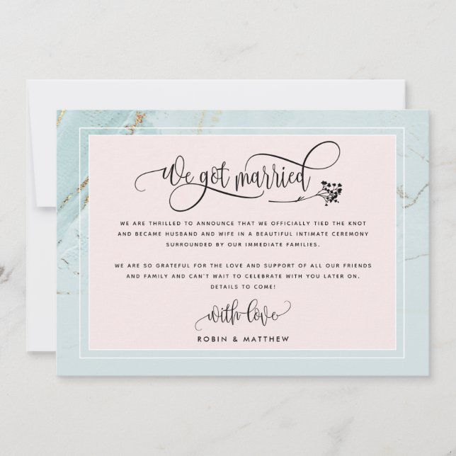 Bröllopsannonsering för Mint Vi Gift Oss / Hemligt Inbjudningar (Framsida)