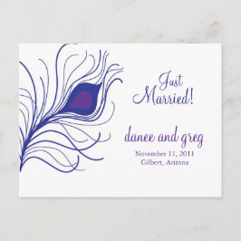 Bröllopsannonsering påfågelsfjäder meddelande vykort