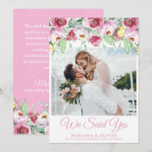 Bröllopsannonsering Rosa akvarellblomma