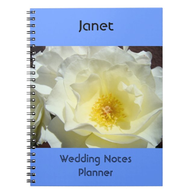 Bröllopsanteckningar Planner Notebook Blå Vit Ros Anteckningsbok Med Spiral (Framsidan)