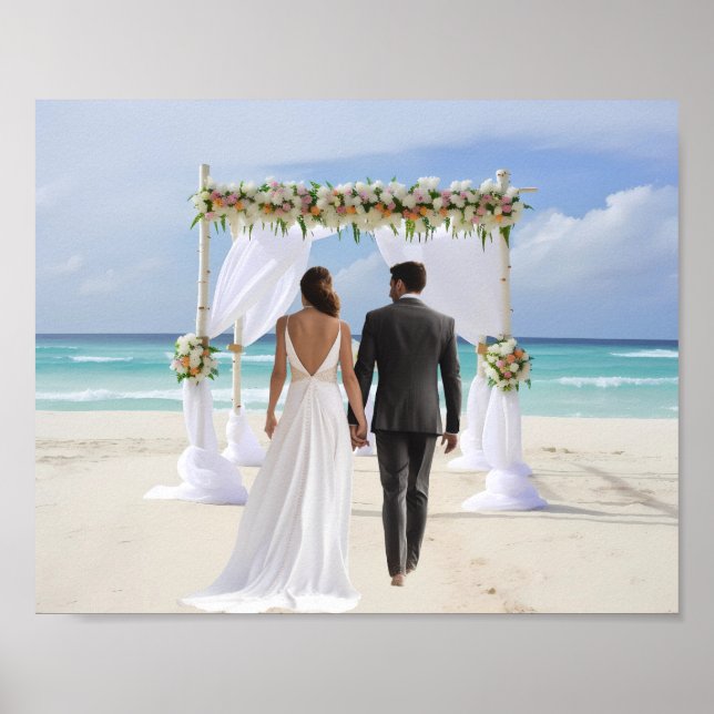 Bröllopsbåge Strand Anpassad Fotografi Bakgrund Poster (Framsidan)