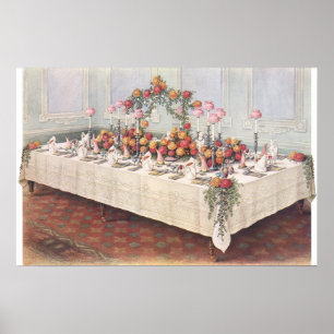 Bröllopsbankettbord i vintage-stil poster