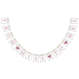 Bröllopsbanner med blush rosa blommor vimplar