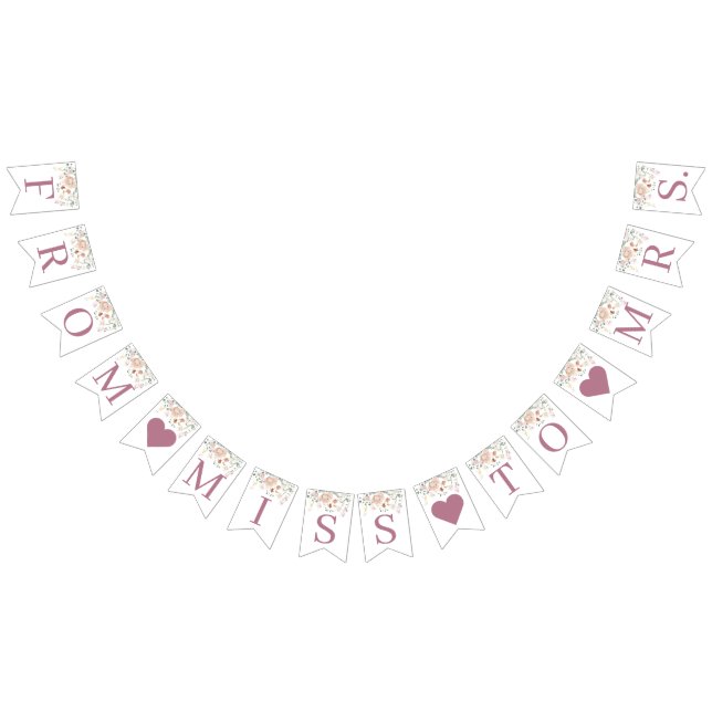 Bröllopsbanner med blush rosa blommor vimplar (Alla)