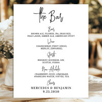 Bröllopsbar Drinkmeny Personlig Kalligrafi
