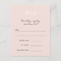 Bröllopsbekräftelse svar Blush Rustic Monogram Kra