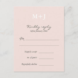 Bröllopsbekräftelse svar Blush Rustic Monogram Kra