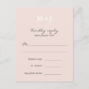 Bröllopsbekräftelse svar Blush Rustic Monogram Kra