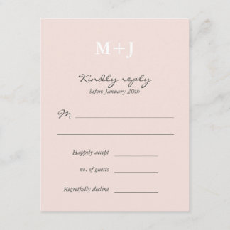 Bröllopsbekräftelse svar Blush Rustic Monogram Kra